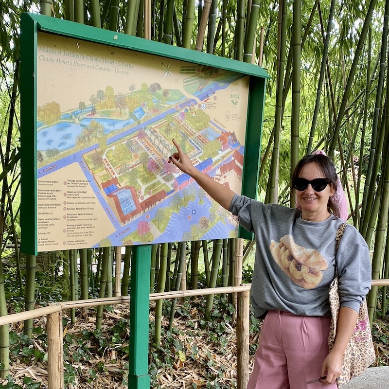Cartel con el mapa de la Casa de Monet y los jardines de Giverny.