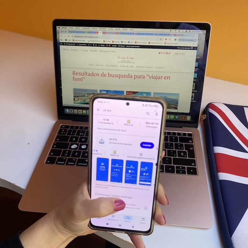 Captura de pantalla de la aplicación oficial UK ETA en la tienda de aplicaciones para solicitar la autorización de entrada a Reino Unido.